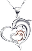 0.50 Ct Heart Cut Diamond Women&#39;s Heart Dolphin Pendant 14k White Gold Finish - £71.93 GBP