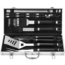 20Pcs Bbq Grill Tools Set - Extra Thick Stainless Steel Fork, Spatula, Tongs&amp; Cl - £52.91 GBP