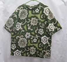 VTG 90s Quiksilver Floral All Over Print Knit T Shirt Mens Sz L Green Su... - £113.60 GBP