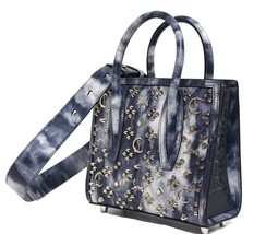 Christian Louboutin New Mini Paloma Studded Blue Denim Leather Messenger Bag - $1,754.20