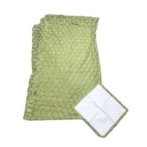 Green Lace Polyester Embroidered Embroidery Cutwork Tablecloth 12 Tablemats 56&quot; - £59.09 GBP