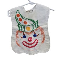 Vintage Hand Made Baby Bib with Embroidered Clown Face - £11.07 GBP