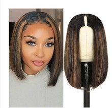 Goldfinch Ombre V Part Bob wig Human Hair Highlight Blonde Straight V Part... - £37.36 GBP