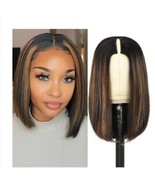 Goldfinch Ombre V Part Bob wig Human Hair Highlight Blonde Straight V Part... - £37.45 GBP