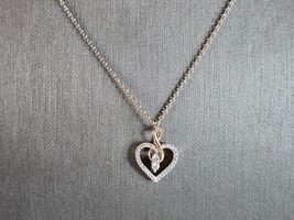 Womens Vintage 14K Gold Necklace w/ Diamond Heart Ever Us Pendant 4.8g E7155 - £387.55 GBP