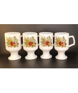 Set of 4 Vintage Corning Ware Spice of Life Milk Glass Pedestal Mugs Cof... - £19.00 GBP