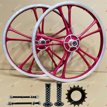 BMX Bicycle 20&quot;ALLOY Sport Rim RED color 10 SPOKE Wheelset -Freewheel 16T - $111.85