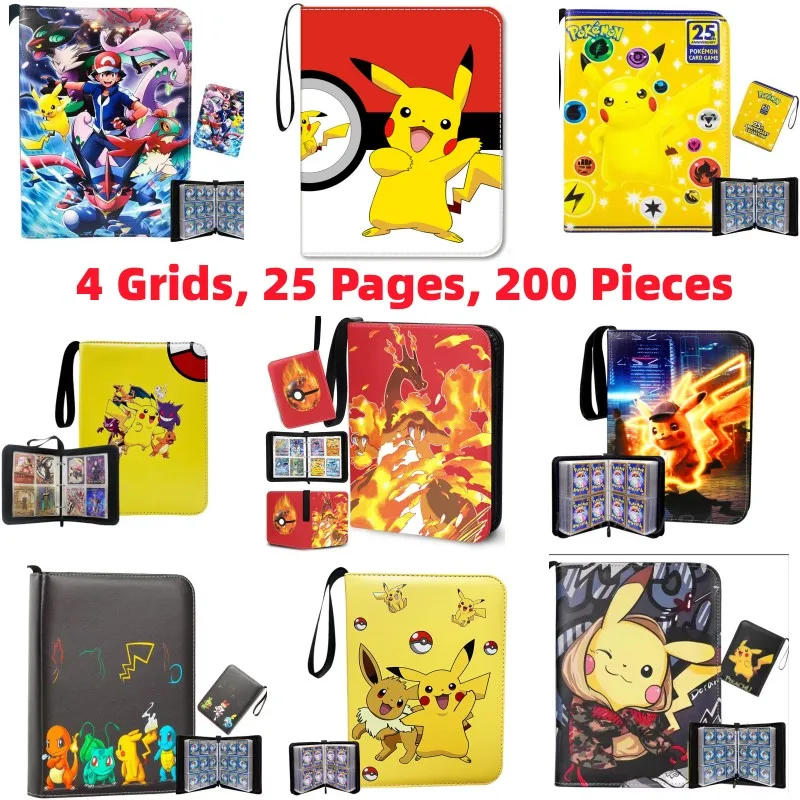 200Pcs PU Album Pokemon Pocket Binder Card Collector Anime Game Card Portable - £20.50 GBP