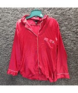 Victoria Secret PJ Top Sleep Shirt Women Small Red Pink Stripe Satin Sle... - £11.15 GBP