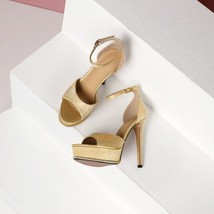 Women Silk Satin Sandals Stiletto Super High Heels Platform Shoes Ankle Strap Go - £97.66 GBP