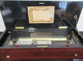 19th Century Swiss Inlaid Walnut Cylinder Zither Music Box 12 Songs #2 - $3,495.00