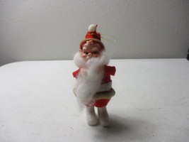 Vintage Velvet Flocked Santa Claus Christmas ornament 5.5&#39;&#39; - £15.63 GBP