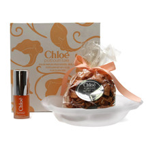 Vintage Chloe Potpourri Luxe Eau De Parfum Gift Set Frosted Glass Dish .38 Fl Oz - £36.54 GBP