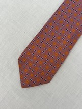 MISSONI Men’s Silk Tie Orange and Blue Geometric Made In Italy   - $19.77