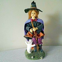 Vintage Halloween Witch Figurine Fabric Mache Decoration 13 in Ghosts Pumpkins - £17.96 GBP