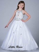 NEW* Little Rosie Girls Glitz Long National Pageant Dress LR2037 White 1... - £324.10 GBP