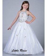 NEW* Little Rosie Girls Glitz Long National Pageant Dress LR2037 White 1... - $575.43 CAD