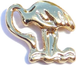 Flamingo Drinking Goldtone Floating Locket Charm - £1.91 GBP