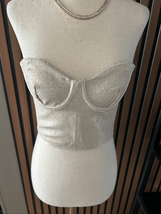 Zara sparkly corset size XS tan off white crop top going out top - $38.61