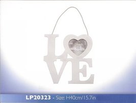 Hanging Love Frame White Wood Shabby Chic Hold 4&quot; x 4&quot; Photo - £8.73 GBP