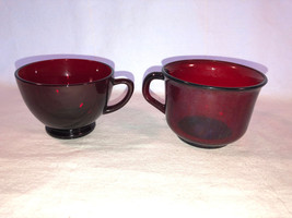 2 Ruby Depression Glass Cups Mint - $11.24