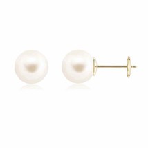 Angara Natural 10mm Freshwater Pearl Earrings in 14K Yellow Gold for Women - £191.59 GBP