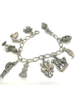 Vintage Signed Sterling Souvenir Travel Theme Charms Chain Bracelet size... - $323.83 CAD