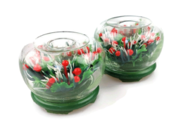 Christmas lucite candlesticks terrarium style vintage mid century candle holders - $18.46