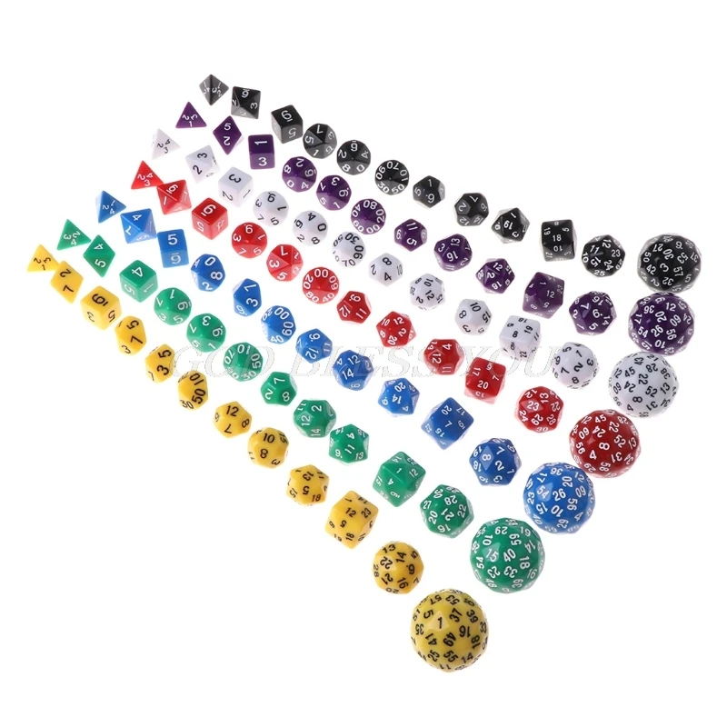 12pcs/Set Multi-sided Polyhedral Dice D4 D6 D8 D10 D12 D20 D24 D30 D60 For Dunge - £136.52 GBP