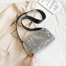 Women Handbags Shoulder Bags Rhinestone Wide Strap Chain Fashion Ladies Crossbod - £27.92 GBP