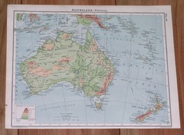 1928 Vintage Physical Map Of Australia And New Zealand / Rev Side South Africa - £13.66 GBP