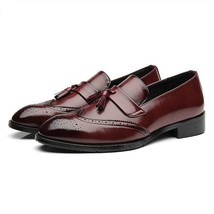 Men Leather Loafers Shoes Classic Tassel Brogue Mans Footwear Formal Shoe - £35.89 GBP