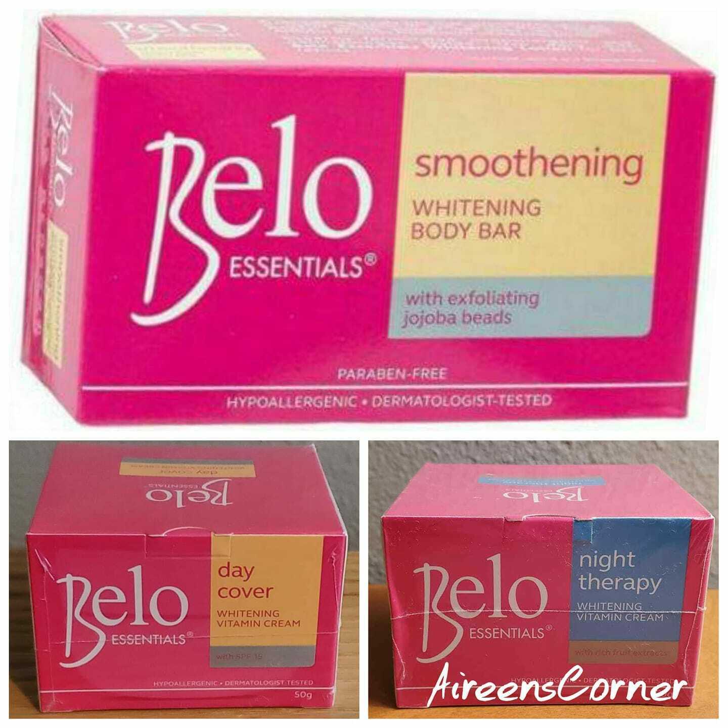 BELO Essentials Day Cover/Night Therapy Whitening Vitamin Face Cream & Bar Soap - $10.88 - $21.77