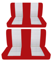 Fits 1959 Ford Galaxie 4 door sedan Front and Rear bench seat covers red white - £104.32 GBP