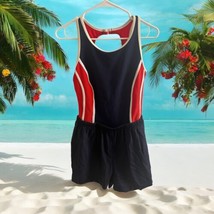 Vtg Gabar Swimsuit Bathing Suit One Piece SHORTS Red White Blue Sz 14 Mo... - $50.14 CAD