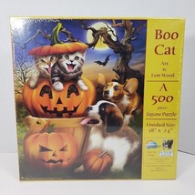 Halloween Puzzle Boo Cat 500 pc. by Thomas Wood 18&quot; x 24&quot; Finished Size-... - £21.09 GBP