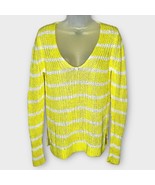 BANANA REPUBLIC Yellow/White Stripe Italian Linen Open Knit Sweater Size... - €20,57 EUR