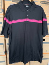 TIGER WOODS Golf Polo Shirt-Black/Pink Polyester S/S Men’s EUC MEDIUM - $13.27