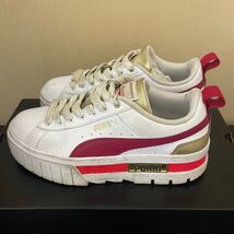 PUMA Mayze Women's Platform Sneakers White Red Gold Casual Shoes - $35.43