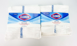 Clorox Dish Cloth 2pk White Anti Microbial Bleach Safe Kitchen Blue Dot Lot of 2 - £11.31 GBP