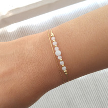 Dainty moonstone gold bracelet,layered bracelet,stackable crystal thin bracelet - $38.95