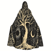 Hooded Cloak, Robe, Tree of Life Design, Celestial Gothic Cape, Soft Fab... - £39.09 GBP