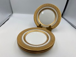 Set of 4 Faberge IMPERIAL HERITAGE Gold &amp; White Salad / Dessert Plates - £468.62 GBP