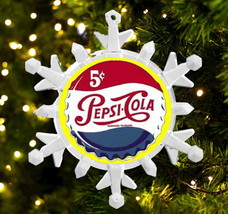 Pepsi Cola Retro Bottlecap Snowflake Blinks Lit Holiday Christmas Tree O... - £12.77 GBP