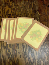 Vintage stationery paper lot preowned never used fall flower print brown... - $19.75