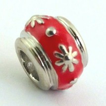 Lauren G Adams Hot Red Flowers Charm, Rhodium/Enamel, Fits All Brands - £11.35 GBP