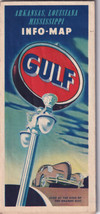 1940s Gulf Oil Company Arkansas Louisiana Mississippi Road Info-Map Folding  - £11.96 GBP