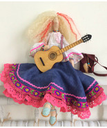 Tilda Romance doll Hippie musician doll with guitar Singing star doll - $94.00