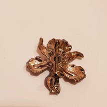 Vintage Enamel Brooch, Purple Iris Flower, Gold Tone Metal Pin, Gardener Gift image 3