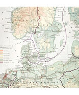 1916 Map Scandinavia German Empire Netherlands Belgium Europe Political ... - $549.13 MXN